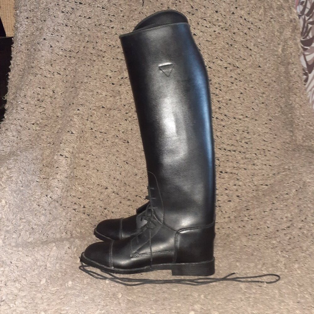 Vintage EQUESTRIAN/RIDING BOOT-Canada-Lace-Up-Black Leather-Sz 6.5-NWOB - Picture 2 of 7
